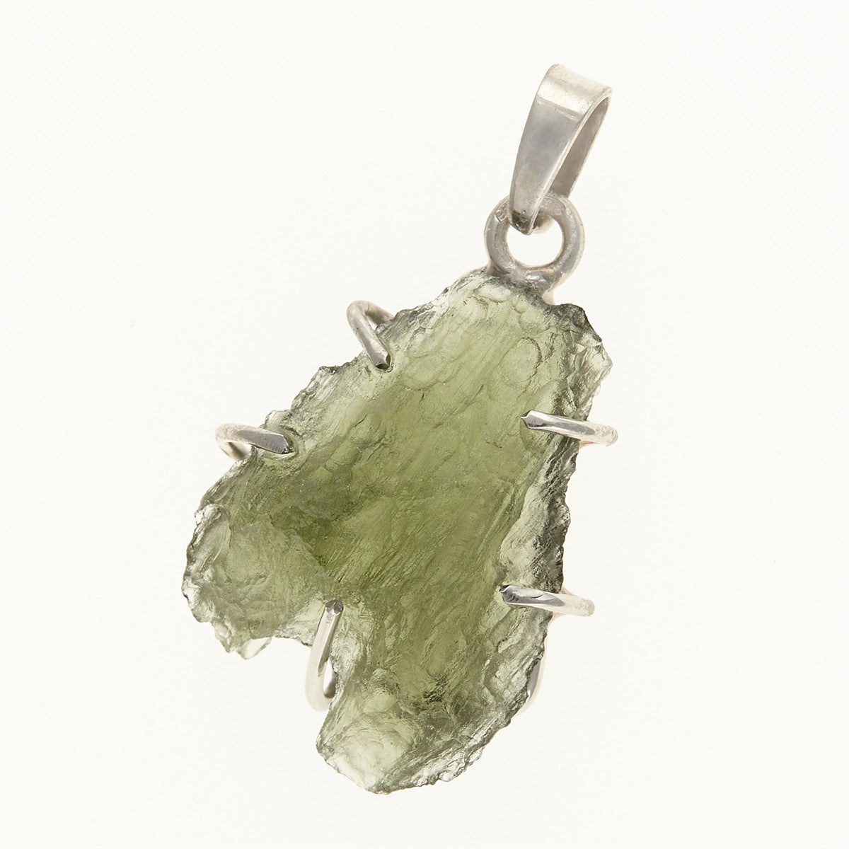 Silver pendant with a moldavite PL12585