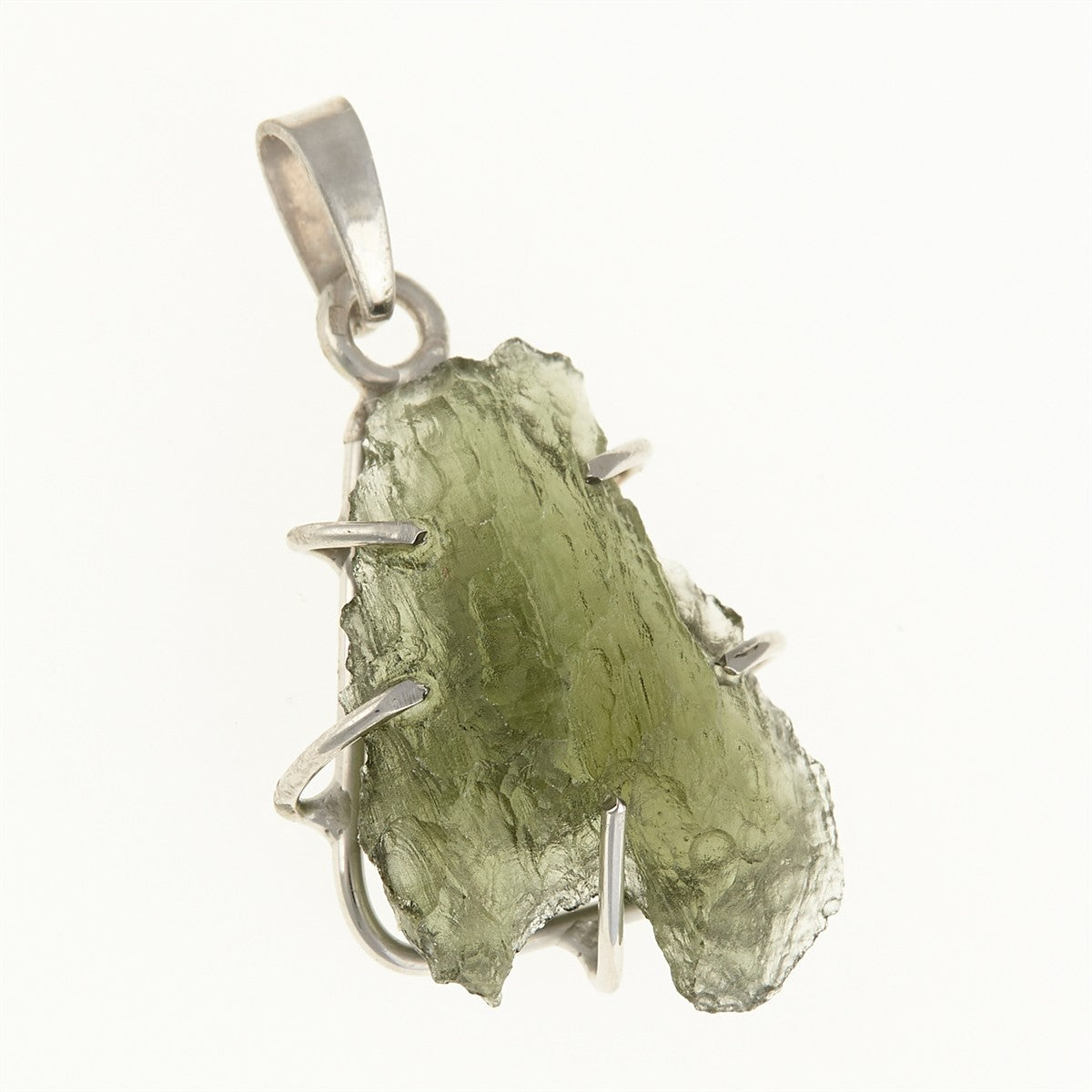 Silver pendant with a moldavite PL12585