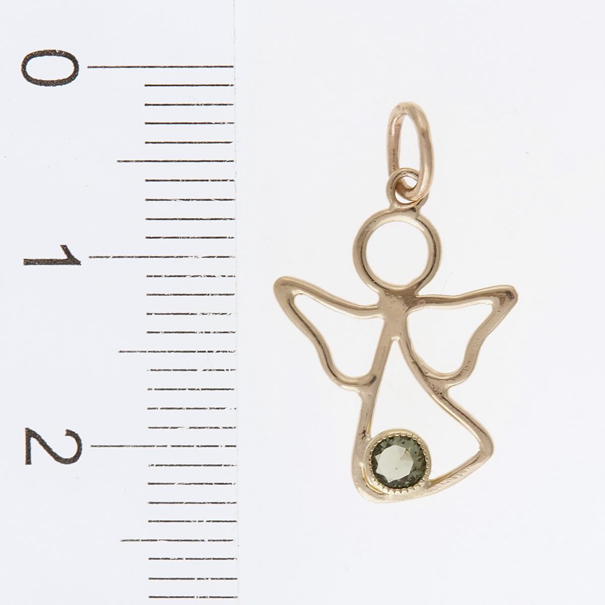 Golden pendant with moldavite - angel 060