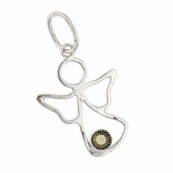 Golden pendant with moldavite – angel 062-1