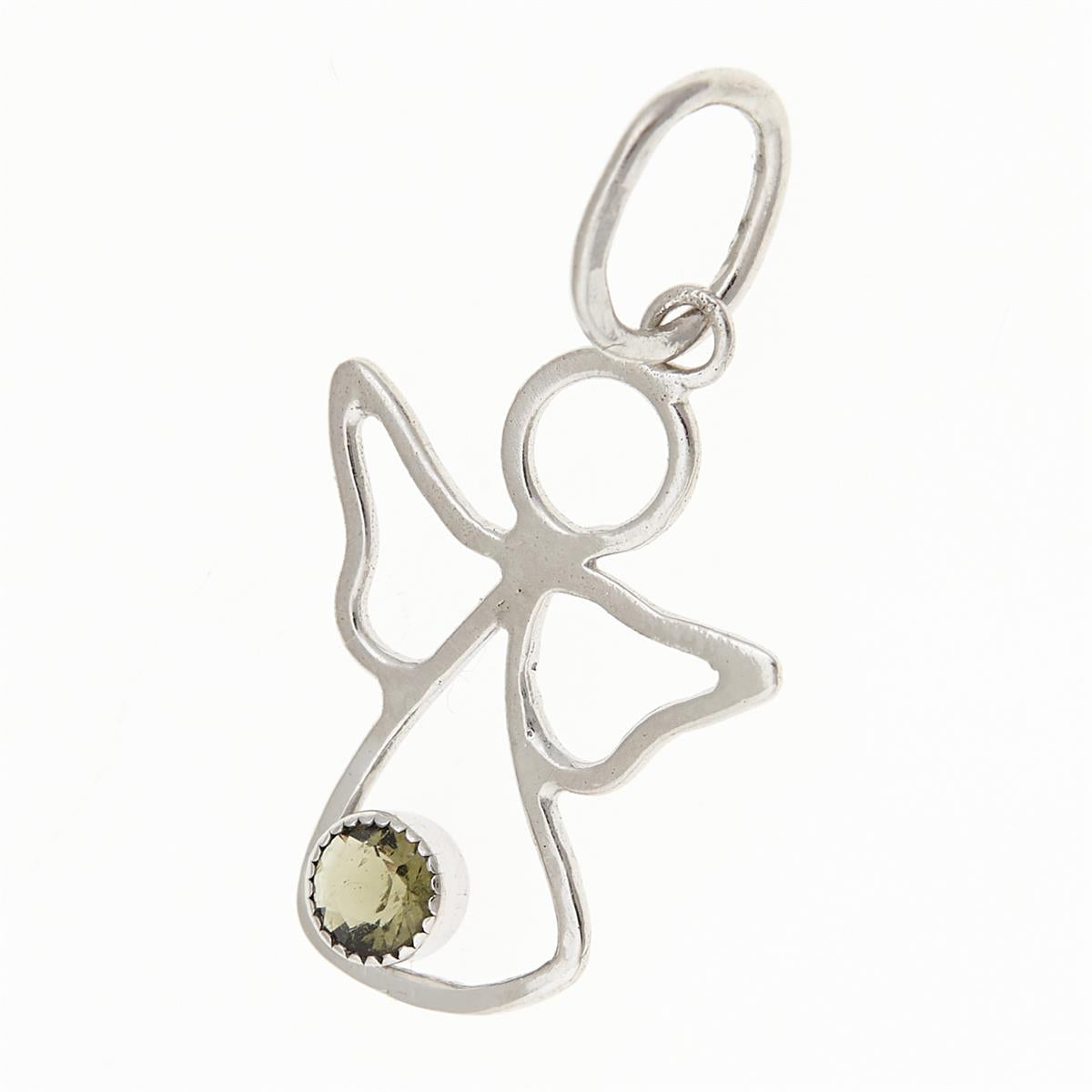 Golden pendant with moldavite – angel 062-1