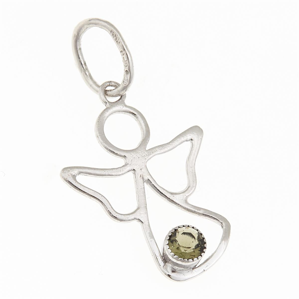 Golden pendant with moldavite – angel 062-1
