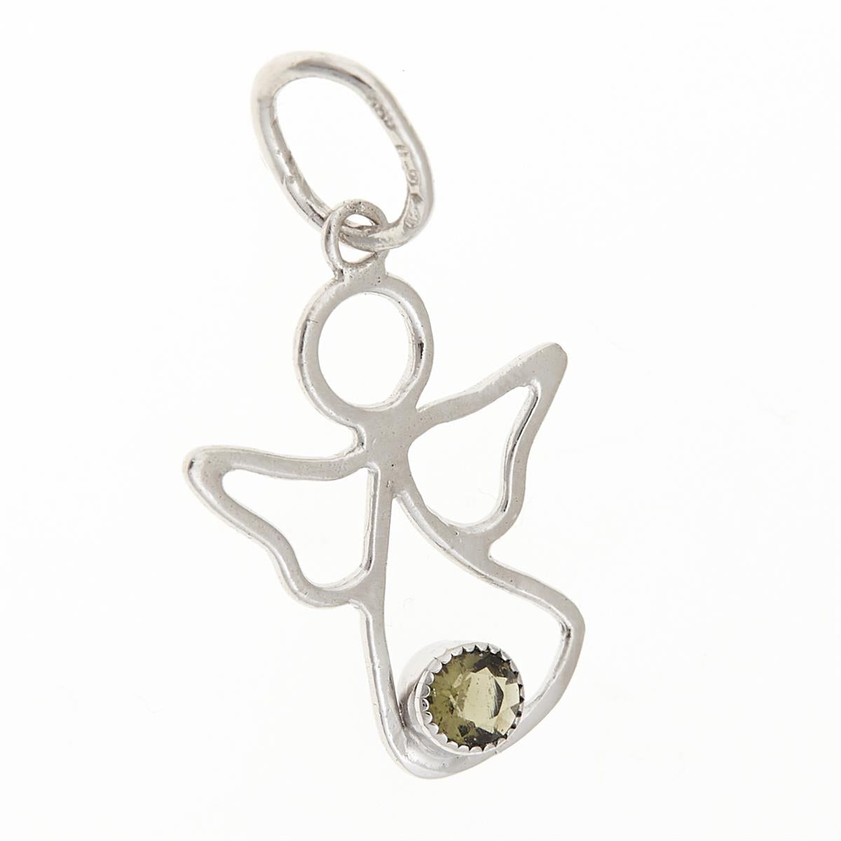 Golden pendant with moldavite – angel 062-1