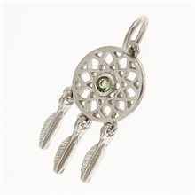 Silver pendant with moldavite - dream catcher 083