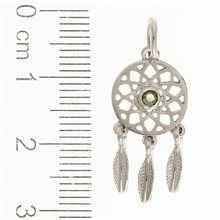 Silver pendant with moldavite - dream catcher 083
