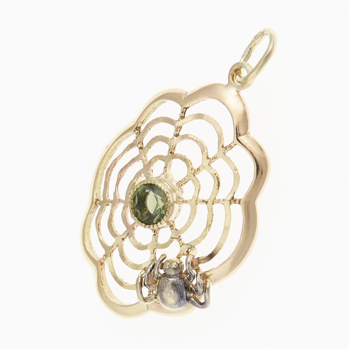 Golden pendant with moldavite - 086