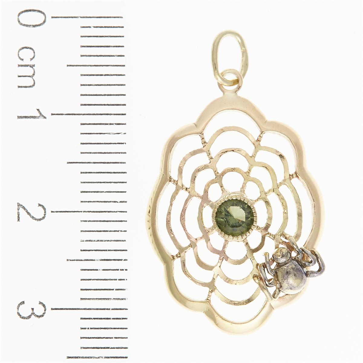 Golden pendant with moldavite - 086