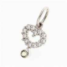 Golden pendant with moldavite and ziconia – heart 090