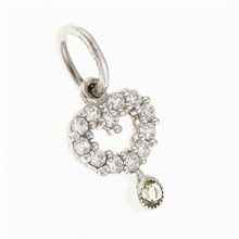 Golden pendant with moldavite and ziconia – heart 090