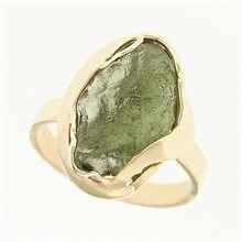 Anello d'oro con moldavite 093