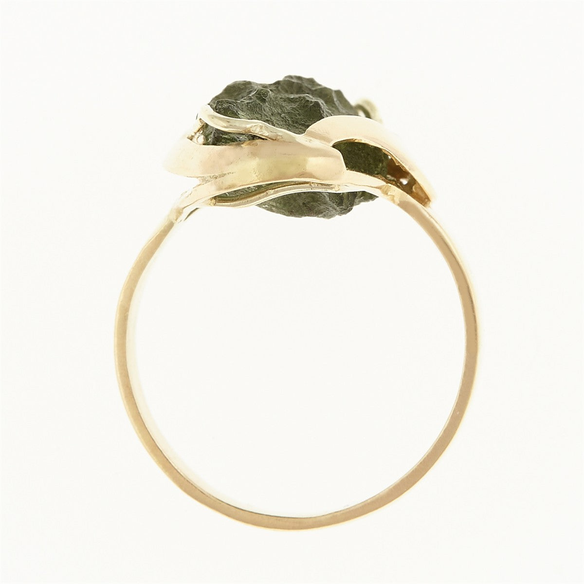 Golden ring with moldavite 093