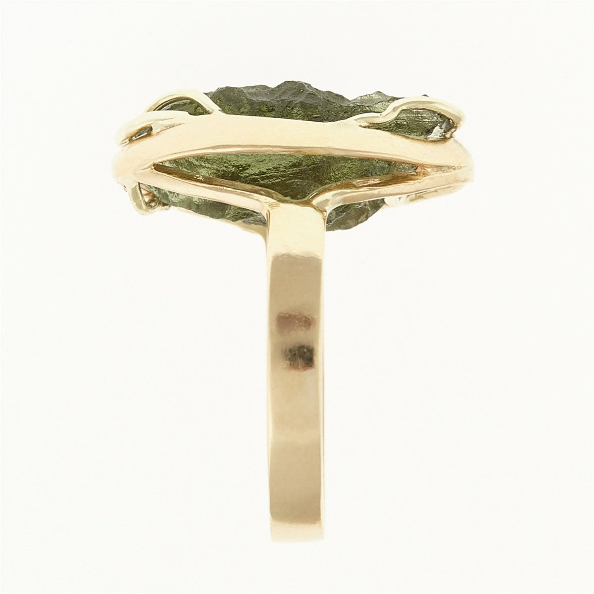 Golden ring with moldavite 093