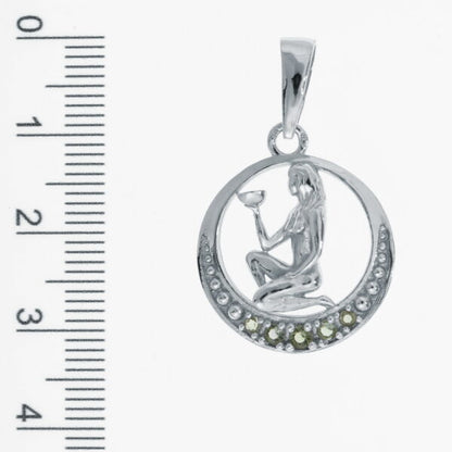 Segno zodiacale in argento con moldaviti  – Virgo