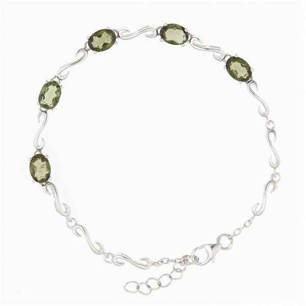 Silver bracelet with moldavites BR01