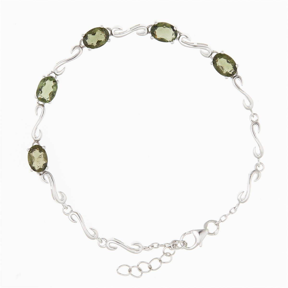 Silver bracelet with moldavites BR01