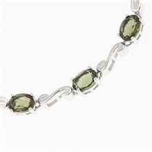 Silver bracelet with moldavites BR01