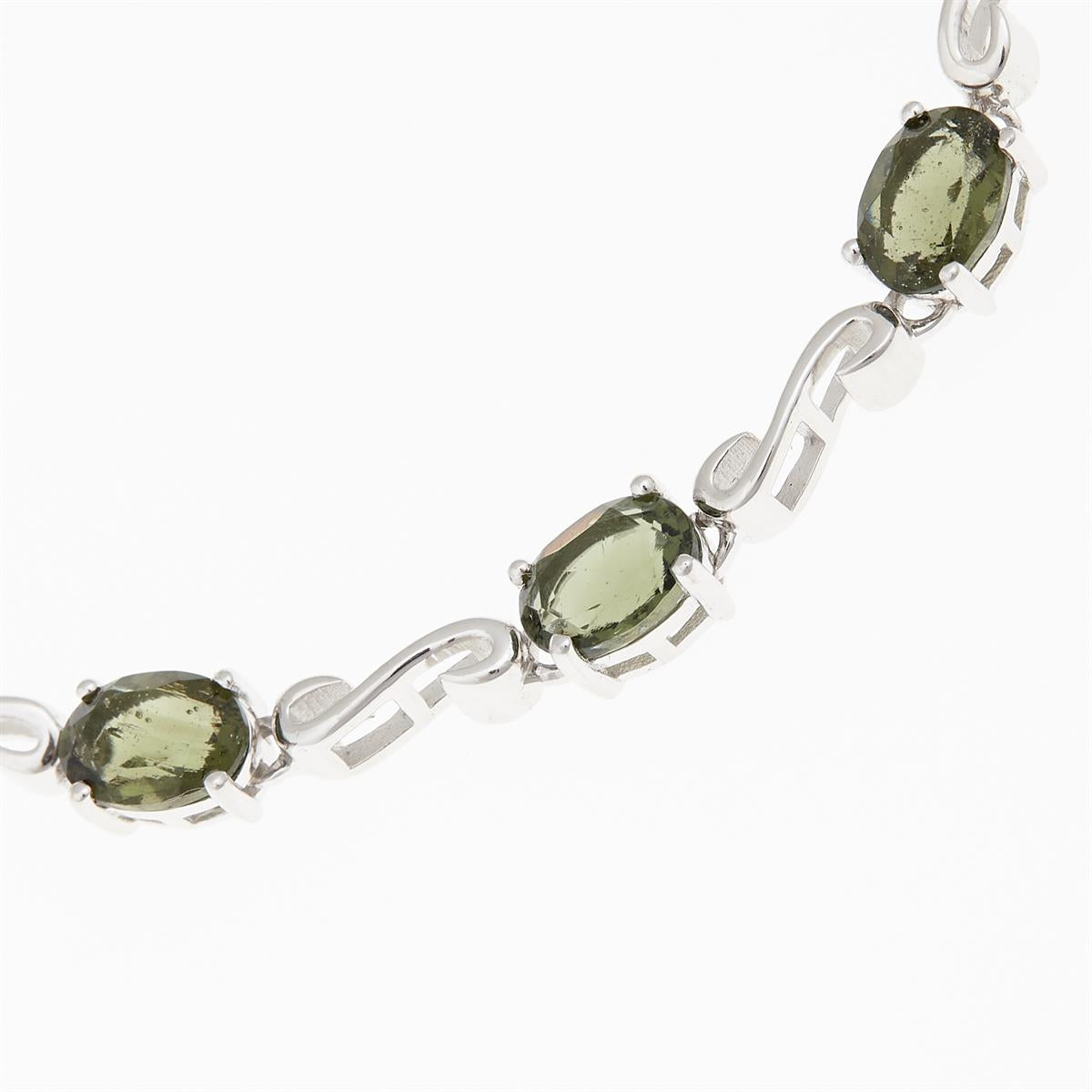 Silver bracelet with moldavites BR01