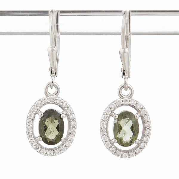 Orecchini in argento con moldaviti e zirconi ER01