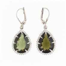 Orecchini in argento con moldaviti e zirconi ER015
