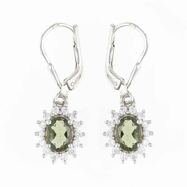 Orecchini in argento con moldaviti e zirconi ER02