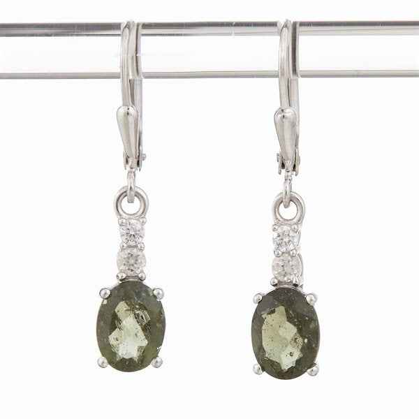 Orecchini in argento con moldaviti e zirconi cubici ER03