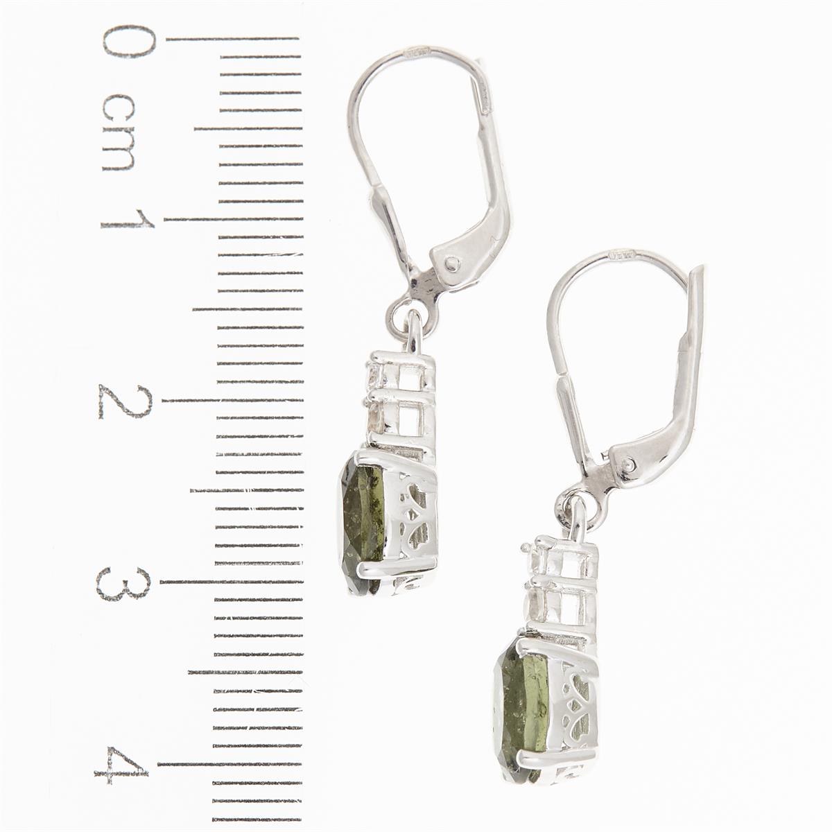 Silver earrings with moldavites and cubic zirconia ER03