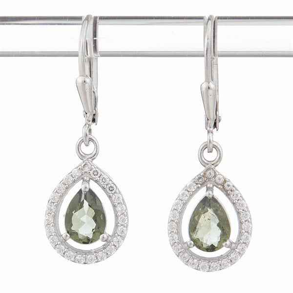 Orecchini in argento con moldaviti e zirconi ER04
