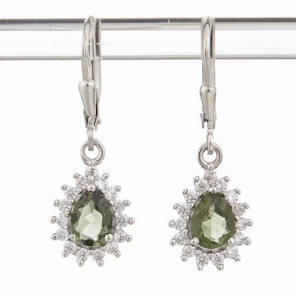 Orecchini in argento con moldaviti e zirconi ER05