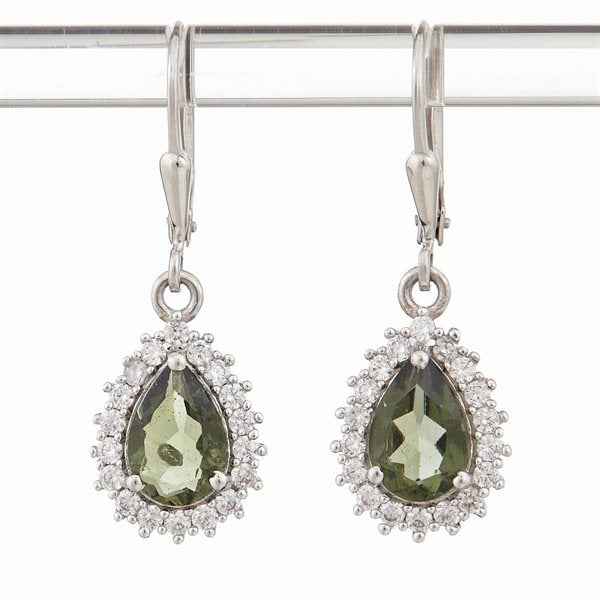 Orecchini in argento con moldaviti e zirconi ER06