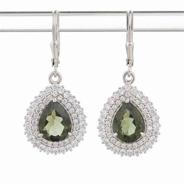 Orecchini in argento con moldaviti e zirconi ER08