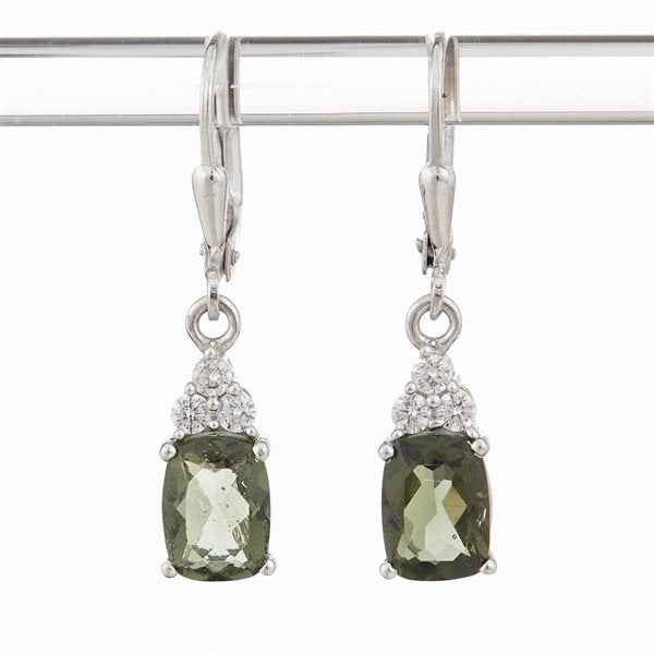 Orecchini in argento con moldaviti e zirconi ER09
