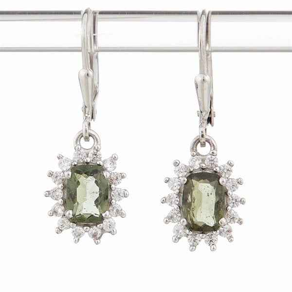 Orecchini in argento con moldaviti e zirconi ER11