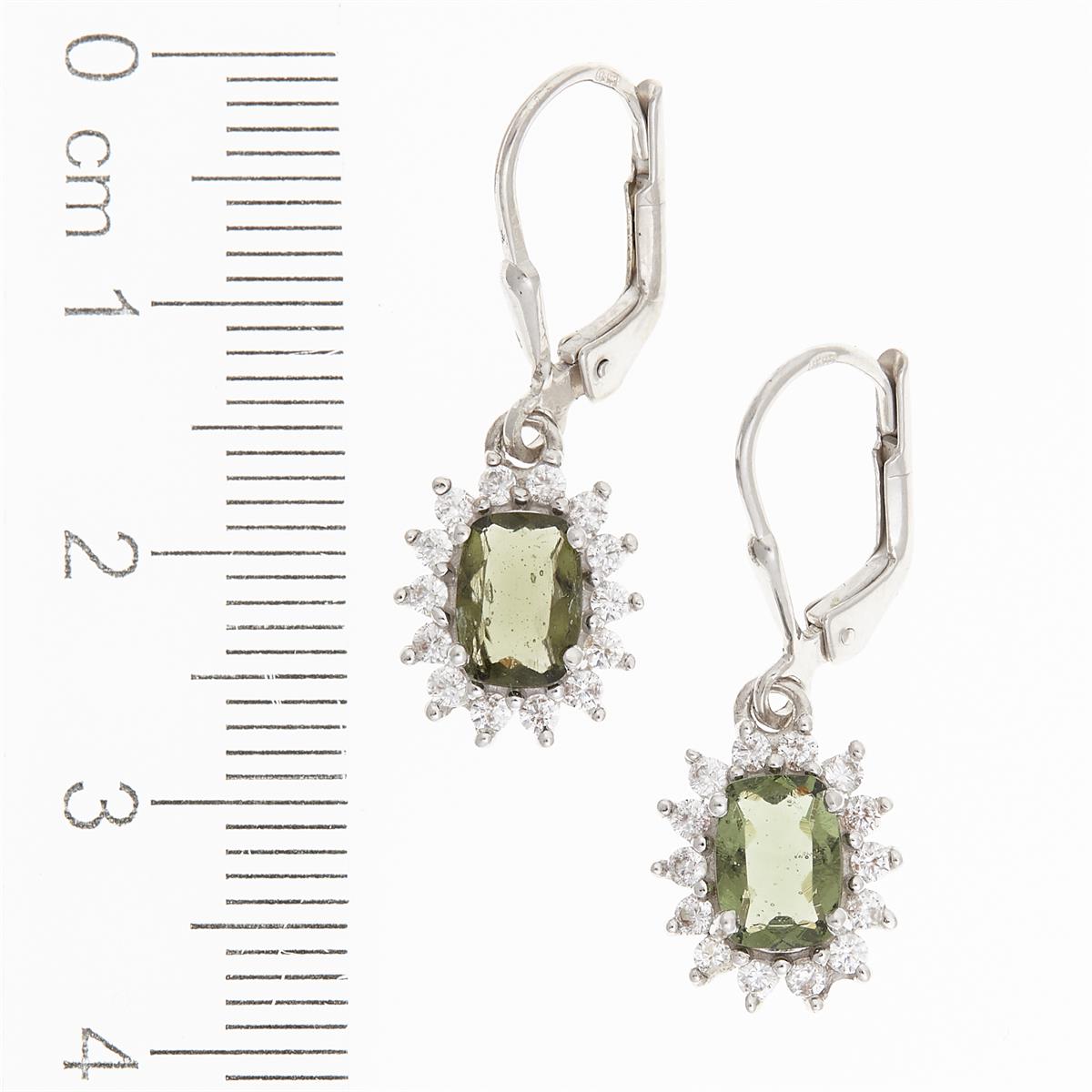 Silver earrings with moldavites and cubic zirconia ER11