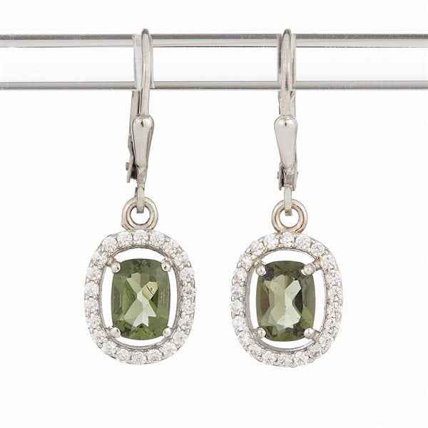 Orecchini in argento con moldaviti e zirconi cubici ER9