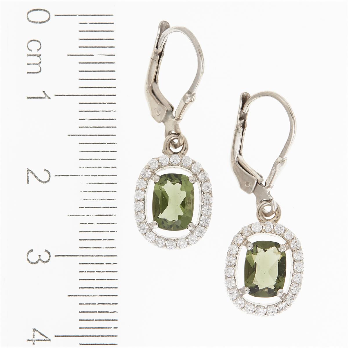 Silver earrings with moldavites and cubic zirconia ER9