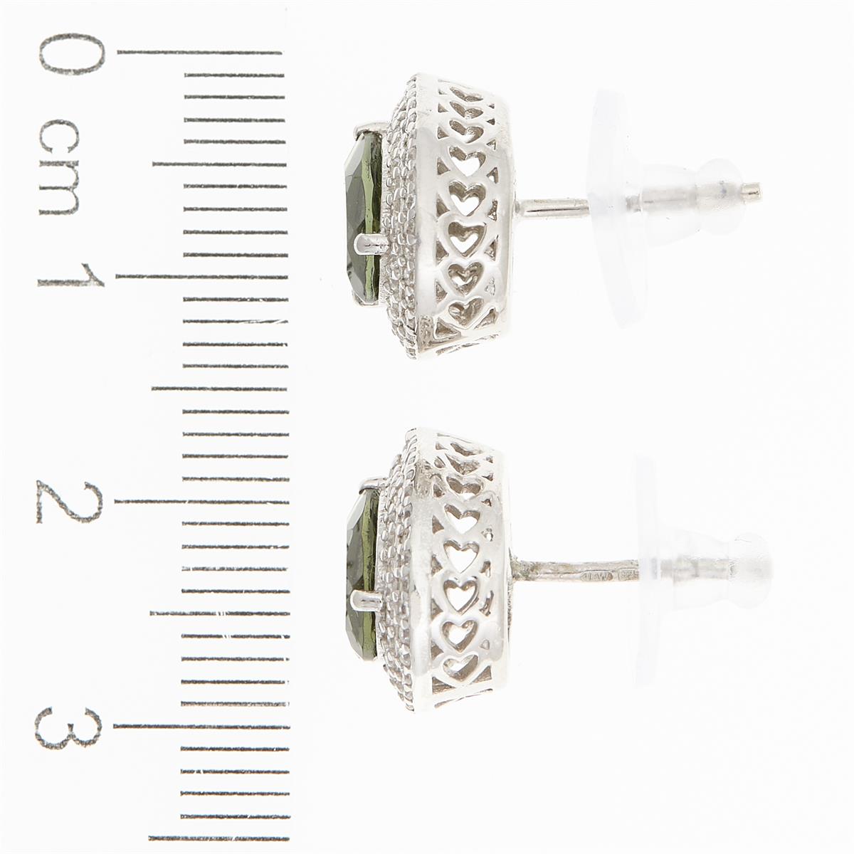 Silver earrings with moldavites and cubic zirconia 997