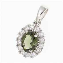Silver pendant with moldavite and cubic zirconia P01