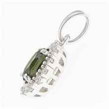 Silver pendant with moldavite and cubic zirconia P01