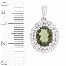 Silver pendant with moldavite and cubic zirconia P02