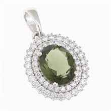 Silver pendant with moldavite and cubic zirconia P02