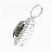 Silver pendant with moldavite and cubic zirconia P02