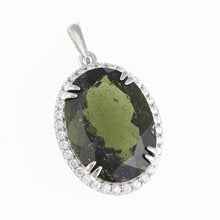 Silver pendant with moldavite and cubic zirconia 021