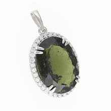 Silver pendant with moldavite and cubic zirconia 021