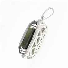 Silver pendant with moldavite and cubic zirconia 021