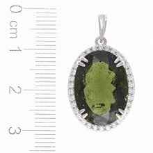 Silver pendant with moldavite and cubic zirconia 021