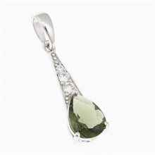 Silver pendant with moldavite and cubic zirconia P04