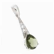 Silver pendant with moldavite and cubic zirconia P04