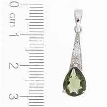 Silver pendant with moldavite and cubic zirconia P04