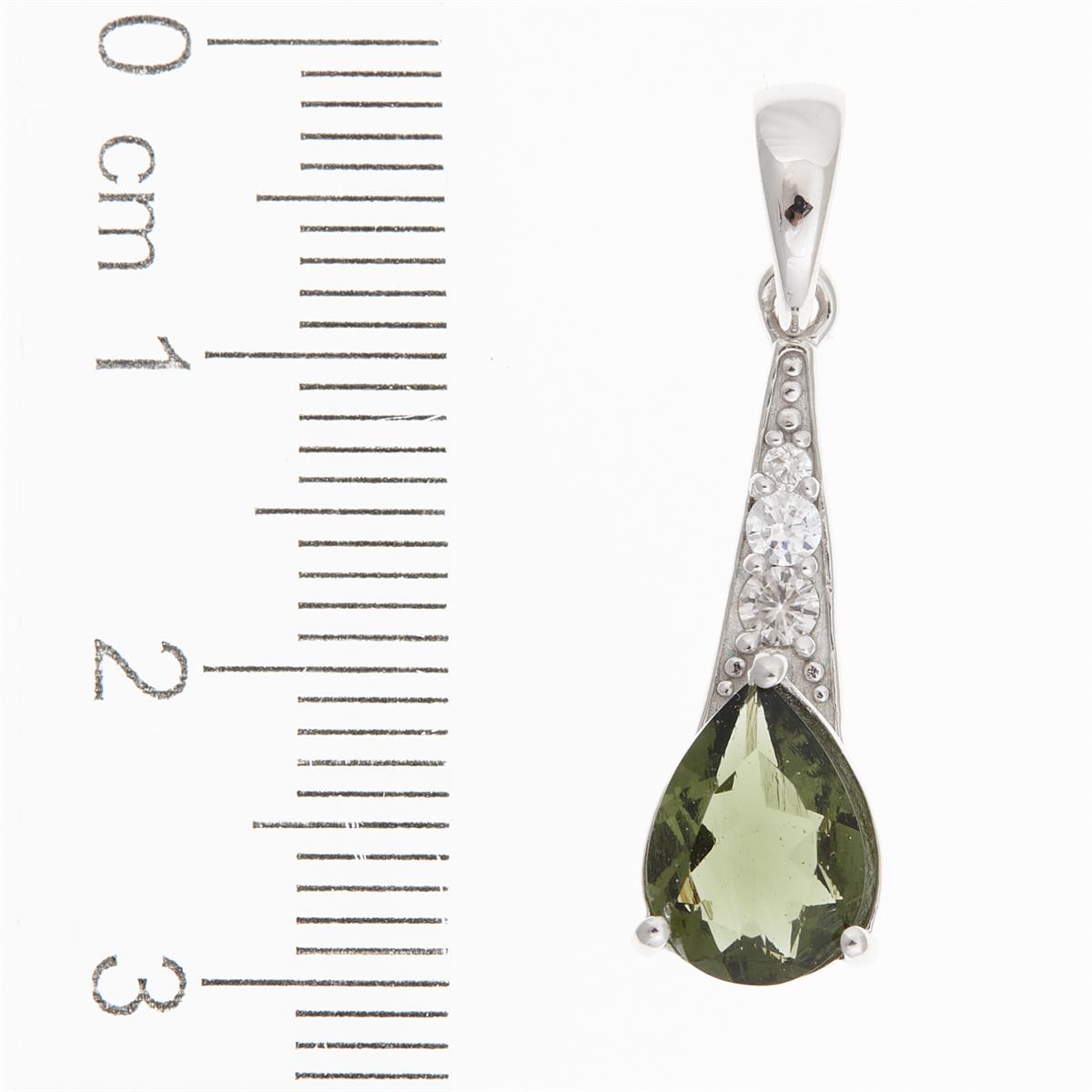 Silver pendant with moldavite and cubic zirconia P04