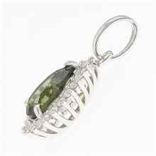 Ciondolo in argento con moldavite e zirconi P05